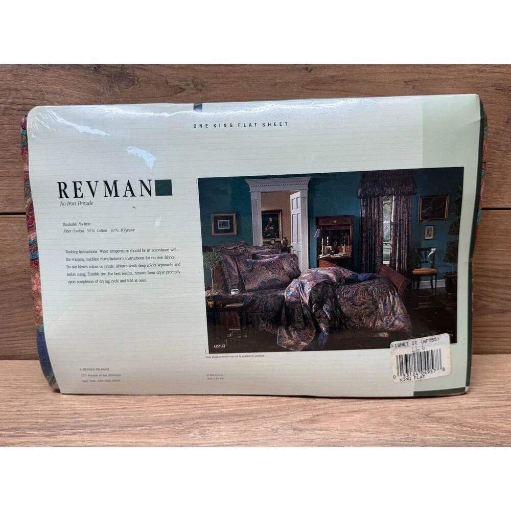 New Vintage 1989 Revman Kismet II King Paisley Sheet Set (Fitted & Flat) NOS
